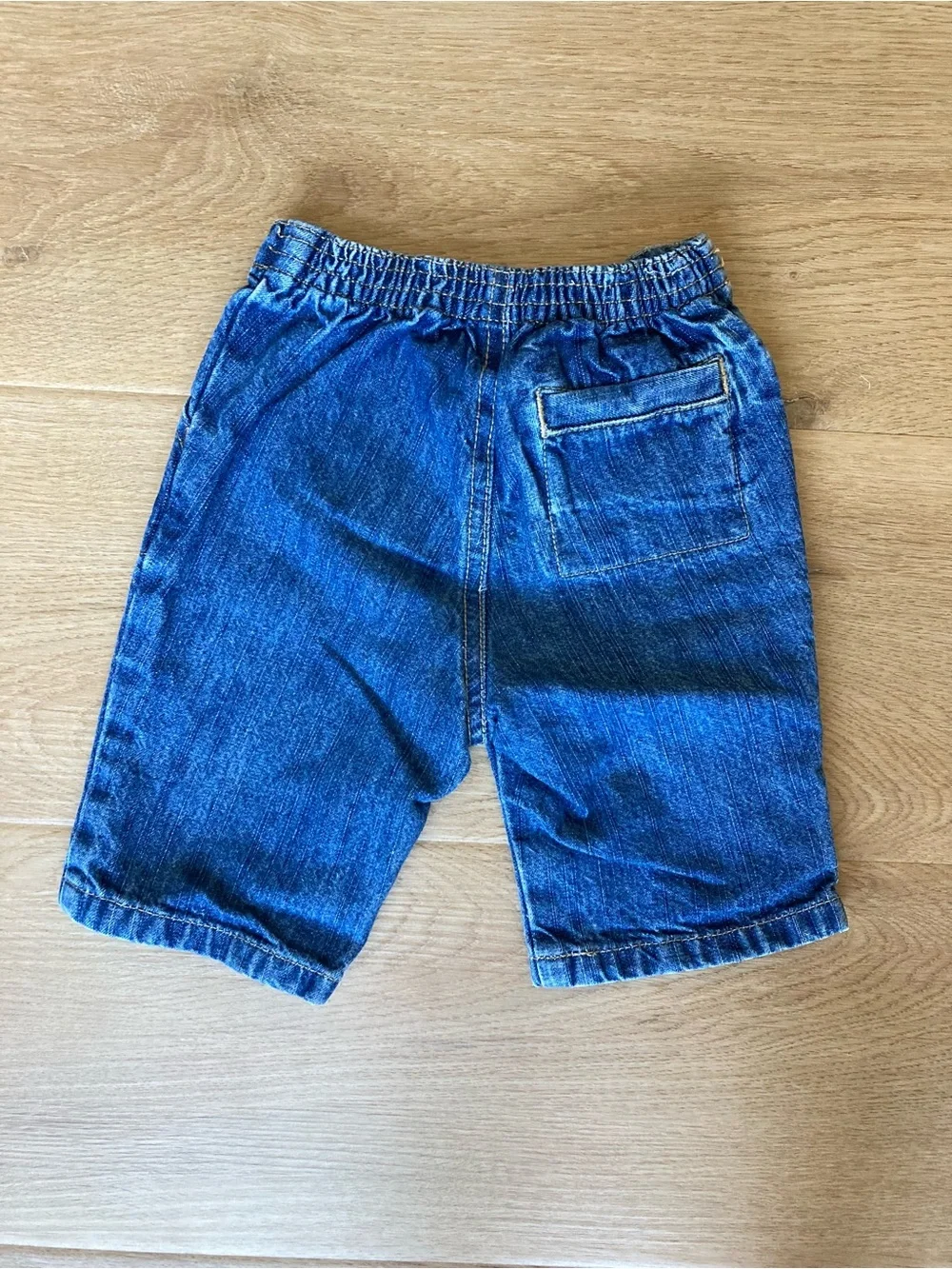 GAP Factory Blue Denim Baby Capris with White Bow and Stretch Waist